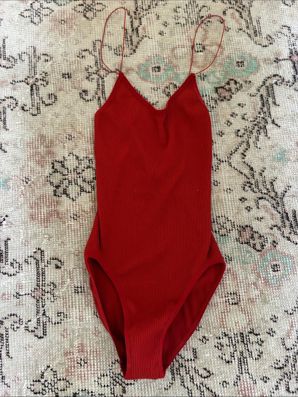 Rust Red Ribbed Bodysuit